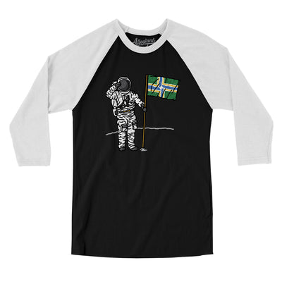 Portland Flag Moonman Men/Unisex Raglan 3/4 Sleeve T-Shirt-Black|White-Allegiant Goods Co. Vintage Sports Apparel