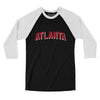 Atlanta Varsity Men/Unisex Raglan 3/4 Sleeve T-Shirt-Black|White-Allegiant Goods Co. Vintage Sports Apparel