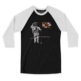 Maryland Flag Moonman Men/Unisex Raglan 3/4 Sleeve T-Shirt-Allegiant Goods Co. Vintage Sports Apparel