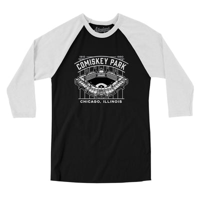 Comiskey Park Men/Unisex Raglan 3/4 Sleeve T-Shirt-Black|White-Allegiant Goods Co. Vintage Sports Apparel