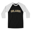 Orlando Varsity Men/Unisex Raglan 3/4 Sleeve T-Shirt-Black|White-Allegiant Goods Co. Vintage Sports Apparel