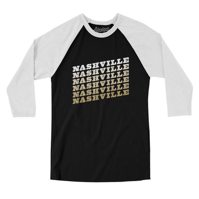 Nashville Vintage Repeat Men/Unisex Raglan 3/4 Sleeve T-Shirt-Black|White-Allegiant Goods Co. Vintage Sports Apparel