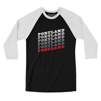Portland Vintage Repeat Men/Unisex Raglan 3/4 Sleeve T-Shirt-Black|White-Allegiant Goods Co. Vintage Sports Apparel