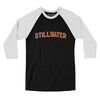 Stillwater Varsity Men/Unisex Raglan 3/4 Sleeve T-Shirt-Black|White-Allegiant Goods Co. Vintage Sports Apparel