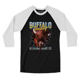 Buffalo Hockey Throwback Mascot Men/Unisex Raglan 3/4 Sleeve T-Shirt-Allegiant Goods Co. Vintage Sports Apparel