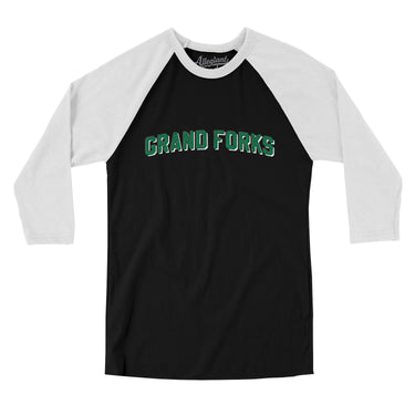 Grand Forks North Dakota Varsity Men/Unisex Raglan 3/4 Sleeve T-Shirt-Allegiant Goods Co. Vintage Sports Apparel