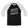 Chicago Vintage Repeat Men/Unisex Raglan 3/4 Sleeve T-Shirt-Black|White-Allegiant Goods Co. Vintage Sports Apparel
