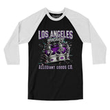 Los Angeles Hockey Throwback Mascot Men/Unisex Raglan 3/4 Sleeve T-Shirt-Allegiant Goods Co. Vintage Sports Apparel