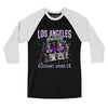 Los Angeles Hockey Throwback Mascot Men/Unisex Raglan 3/4 Sleeve T-Shirt-Black|White-Allegiant Goods Co. Vintage Sports Apparel