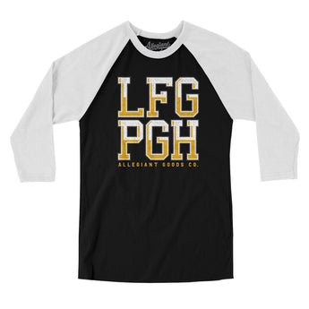Lfg Pgh Men/Unisex Raglan 3/4 Sleeve T-Shirt-Allegiant Goods Co. Vintage Sports Apparel