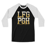 Lfg Pgh Men/Unisex Raglan 3/4 Sleeve T-Shirt-Allegiant Goods Co. Vintage Sports Apparel