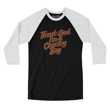 Thank God I’m A Country Boy Men/Unisex Raglan 3/4 Sleeve T-Shirt-Allegiant Goods Co. Vintage Sports Apparel