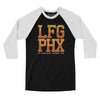 Lfg Phx Men/Unisex Raglan 3/4 Sleeve T-Shirt-Black|White-Allegiant Goods Co. Vintage Sports Apparel