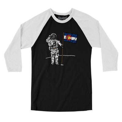 Colorado Flag Moonman Men/Unisex Raglan 3/4 Sleeve T-Shirt-Black|White-Allegiant Goods Co. Vintage Sports Apparel
