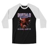 Buffalo Football Throwback Mascot Men/Unisex Raglan 3/4 Sleeve T-Shirt-Allegiant Goods Co. Vintage Sports Apparel