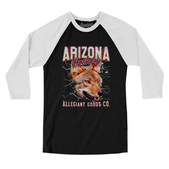 Arizona Hockey Throwback Mascot Men/Unisex Raglan 3/4 Sleeve T-Shirt-Allegiant Goods Co. Vintage Sports Apparel