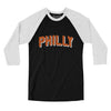 Philly Varsity Men/Unisex Raglan 3/4 Sleeve T-Shirt-Black|White-Allegiant Goods Co. Vintage Sports Apparel
