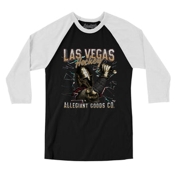 Las Vegas Hockey Throwback Mascot Men/Unisex Raglan 3/4 Sleeve T-Shirt-Allegiant Goods Co. Vintage Sports Apparel
