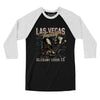 Las Vegas Hockey Throwback Mascot Men/Unisex Raglan 3/4 Sleeve T-Shirt-Black|White-Allegiant Goods Co. Vintage Sports Apparel
