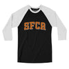 Sfca Varsity Men/Unisex Raglan 3/4 Sleeve T-Shirt-Black|White-Allegiant Goods Co. Vintage Sports Apparel