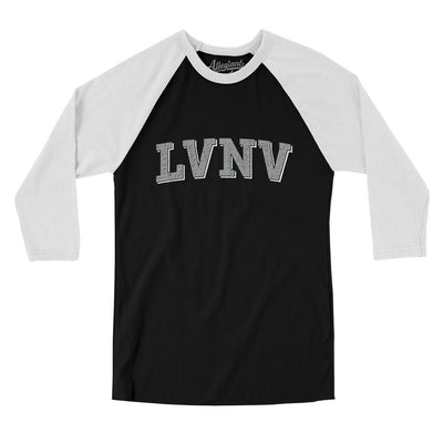 Lvnv Varsity Men/Unisex Raglan 3/4 Sleeve T-Shirt-Black|White-Allegiant Goods Co. Vintage Sports Apparel