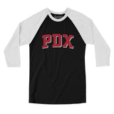 Pdx Varsity Men/Unisex Raglan 3/4 Sleeve T-Shirt-Allegiant Goods Co. Vintage Sports Apparel