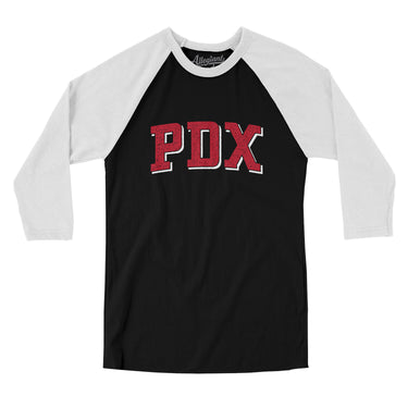 Pdx Varsity Men/Unisex Raglan 3/4 Sleeve T-Shirt-Allegiant Goods Co. Vintage Sports Apparel