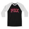 Pdx Varsity Men/Unisex Raglan 3/4 Sleeve T-Shirt-Black|White-Allegiant Goods Co. Vintage Sports Apparel