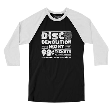 Disco Demolition Night Men/Unisex Raglan 3/4 Sleeve T-Shirt-Allegiant Goods Co. Vintage Sports Apparel