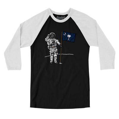 South Carolina Flag Moonman Men/Unisex Raglan 3/4 Sleeve T-Shirt-Black|White-Allegiant Goods Co. Vintage Sports Apparel