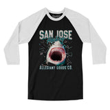 San Jose Hockey Throwback Mascot Men/Unisex Raglan 3/4 Sleeve T-Shirt-Allegiant Goods Co. Vintage Sports Apparel