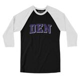 Den Varsity Men/Unisex Raglan 3/4 Sleeve T-Shirt-Black|White-Allegiant Goods Co. Vintage Sports Apparel