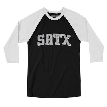 Satx Varsity Men/Unisex Raglan 3/4 Sleeve T-Shirt-Allegiant Goods Co. Vintage Sports Apparel