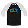 Clt Varsity Men/Unisex Raglan 3/4 Sleeve T-Shirt-Black|White-Allegiant Goods Co. Vintage Sports Apparel
