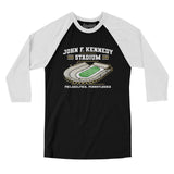 John F. Kennedy Stadium Men/Unisex Raglan 3/4 Sleeve T-Shirt-Allegiant Goods Co. Vintage Sports Apparel