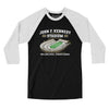John F. Kennedy Stadium Men/Unisex Raglan 3/4 Sleeve T-Shirt-Black|White-Allegiant Goods Co. Vintage Sports Apparel