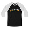 Houston Varsity Men/Unisex Raglan 3/4 Sleeve T-Shirt-Black|White-Allegiant Goods Co. Vintage Sports Apparel