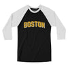 Boston Varsity Men/Unisex Raglan 3/4 Sleeve T-Shirt-Black|White-Allegiant Goods Co. Vintage Sports Apparel