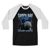 Tampa Bay Hockey Throwback Mascot Men/Unisex Raglan 3/4 Sleeve T-Shirt-Black|White-Allegiant Goods Co. Vintage Sports Apparel
