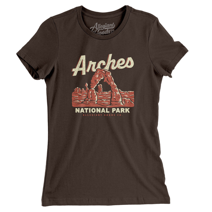 Arches National Park Women's T-Shirt-Brown-Allegiant Goods Co. Vintage Sports Apparel