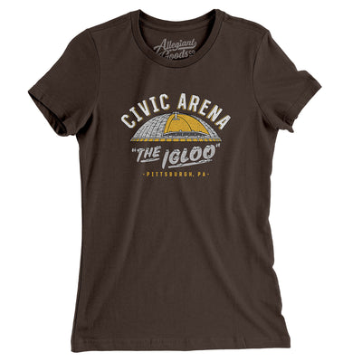 Pittsburgh Civic Arena Women's T-Shirt-Brown-Allegiant Goods Co. Vintage Sports Apparel