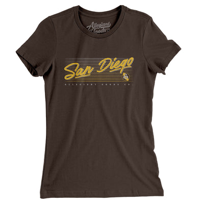 San Diego Retro Women's T-Shirt-Brown-Allegiant Goods Co. Vintage Sports Apparel