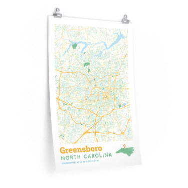 Greensboro North Carolina City Street Map Poster-Allegiant Goods Co. Vintage Sports Apparel