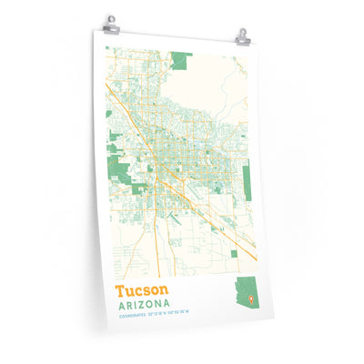 Tucson Arizona City Street Map Poster-20″ × 30″-Allegiant Goods Co. Vintage Sports Apparel