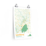 Lynchburg Virginia City Street Map Poster-Allegiant Goods Co. Vintage Sports Apparel