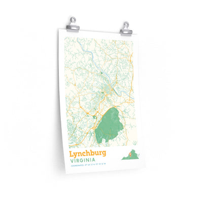 Lynchburg Virginia City Street Map Poster-12″ × 18″-Allegiant Goods Co. Vintage Sports Apparel