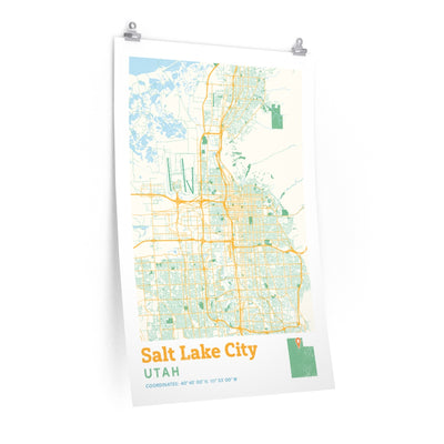 Salt Lake City Utah City Street Map Poster-24″ × 36″-Allegiant Goods Co. Vintage Sports Apparel