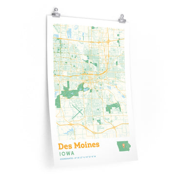 Des Moines Iowa City Street Map Poster-Allegiant Goods Co. Vintage Sports Apparel
