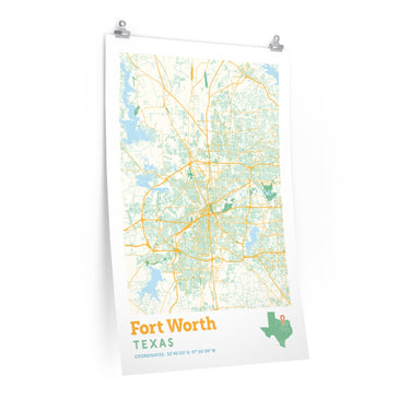 Fort Worth Texas City Street Map Poster-Allegiant Goods Co. Vintage Sports Apparel