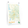 Fort Worth Texas City Street Map Poster-24″ × 36″-Allegiant Goods Co. Vintage Sports Apparel